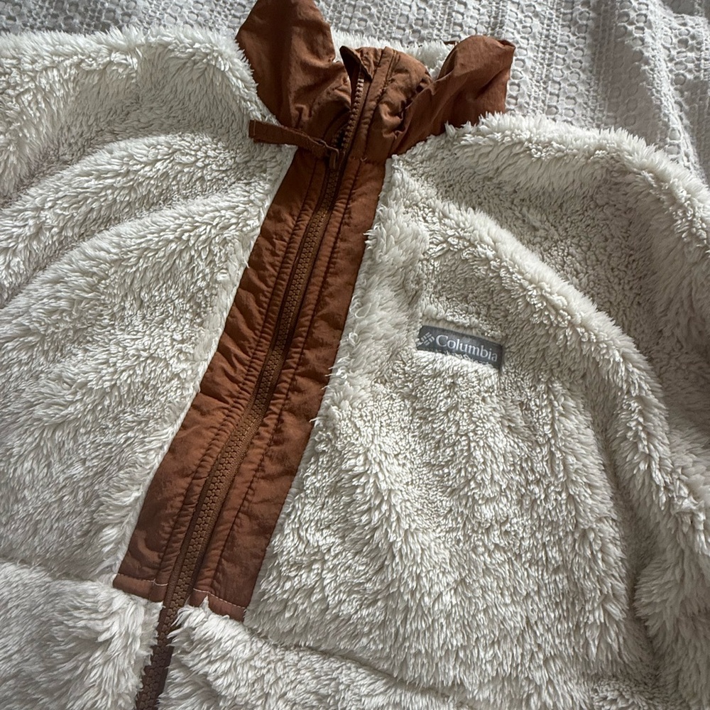 Columbia Cream and Brown Fleece Jacket